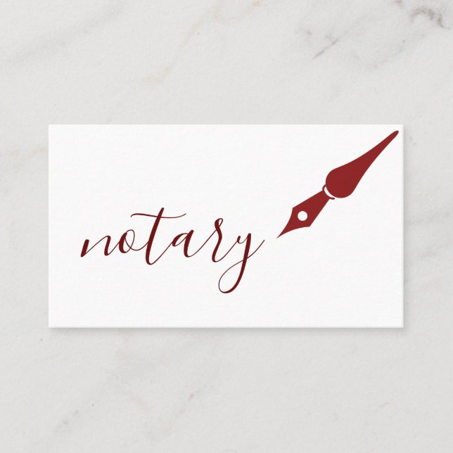 Notary Agent Pen Logo Freelance Calligraphy Writer Business Card (Front)
