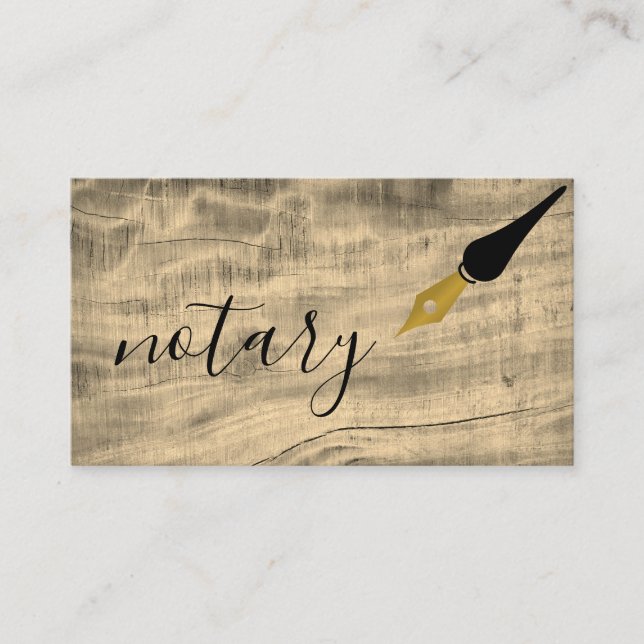 Notary Agent Pen Logo Freelance Calligraphy Writer Business Card (Front)