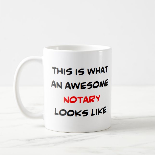 notary, awesome coffee mug (Left)