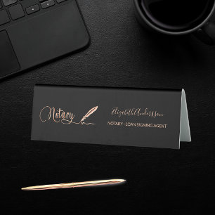 Notary black rose gold elegant name office