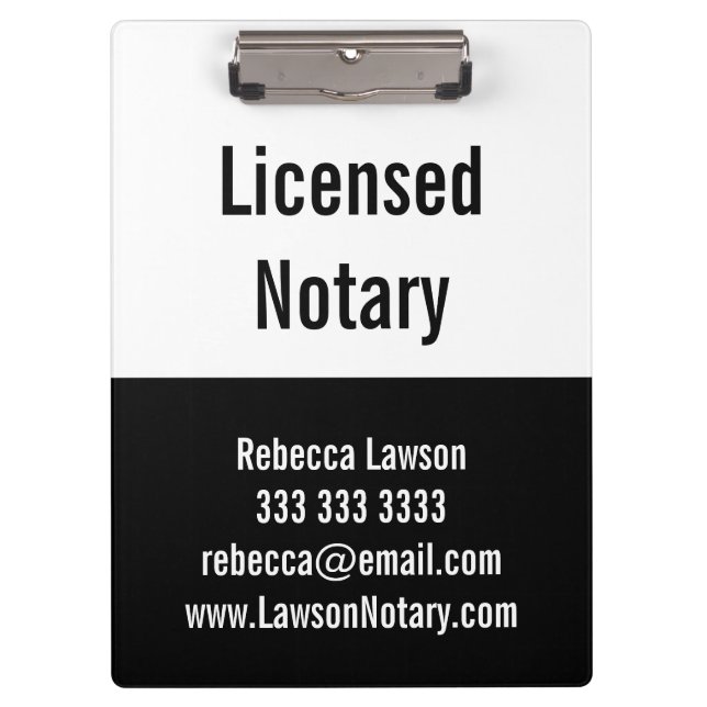 Notary Black White Promo Pro clipboard (Front)