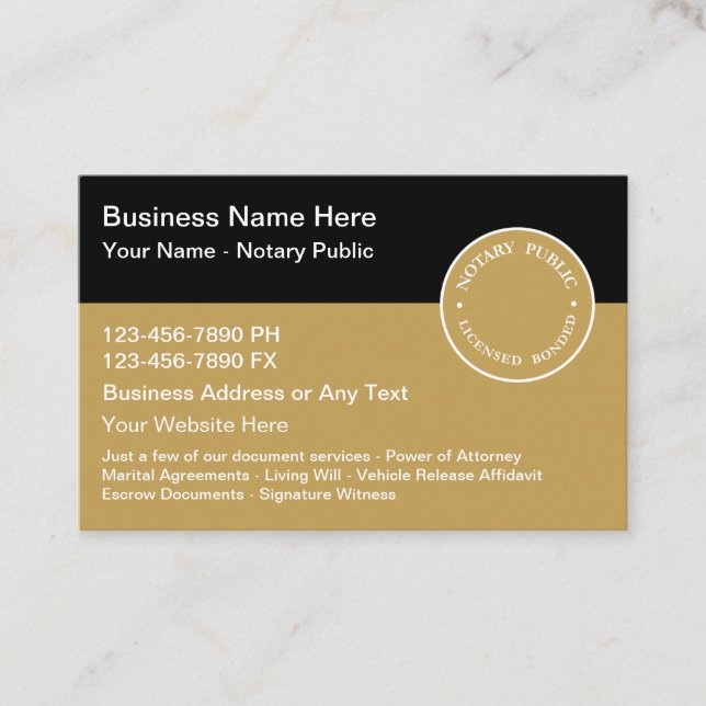 Notary Business Cards (Front)