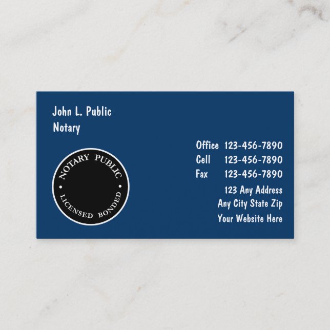 Notary Business Cards (Front)