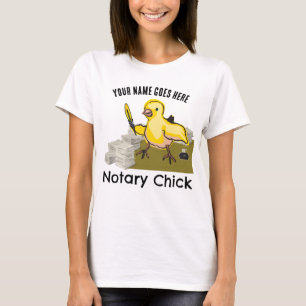 Notary Chick Yellow Feather Quill Customised Name T-Shirt