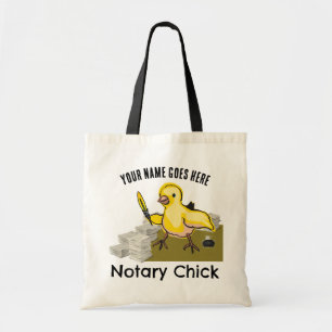 Notary Chick Yellow Feather Quill Customised Name Tote Bag