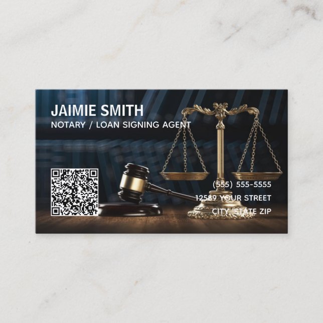 Notary Custom QR Business Card (Front)