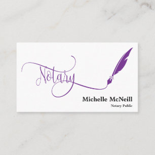 notary feather pen loan signing turquoise business card