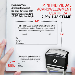 Notary Individual Acknowledgement mini Certificate Self-inking Stamp