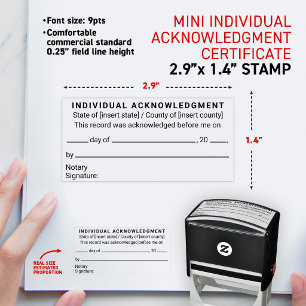 Notary Individual Acknowledgement mini Certificate Self-inking Stamp