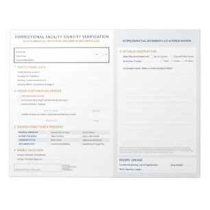Notary Jail Correctional ID Verification Navy Gold Notepad