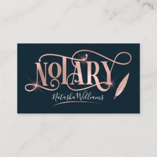 Notary Loan Agent Elegant Rose Gold & Navy Business Card