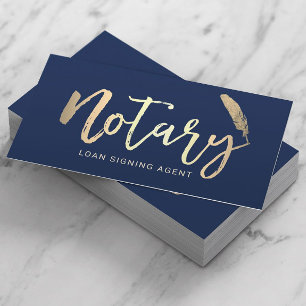 Notary Loan Agent Modern Navy & Gold Typography Business Card