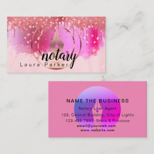 Notary Loan Signing Agent Attorney Pink Purple Business Card