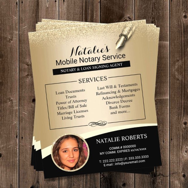Notary Loan Signing Agent Black & Gold Photo Flyer (Creator Uploaded)