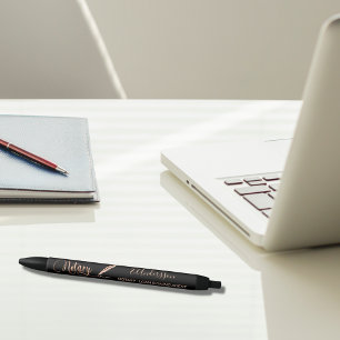 Notary loan signing agent black rose gold ink pen