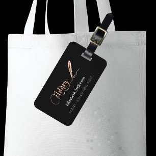 Notary loan signing agent black rose gold luggage tag