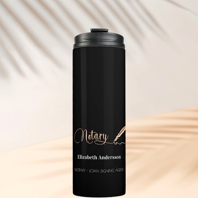 Notary loan signing agent black rose gold thermal tumbler (Creator Uploaded)