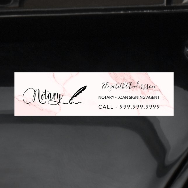 Notary loan signing agent blush pink marble bumper sticker (Creator Uploaded)
