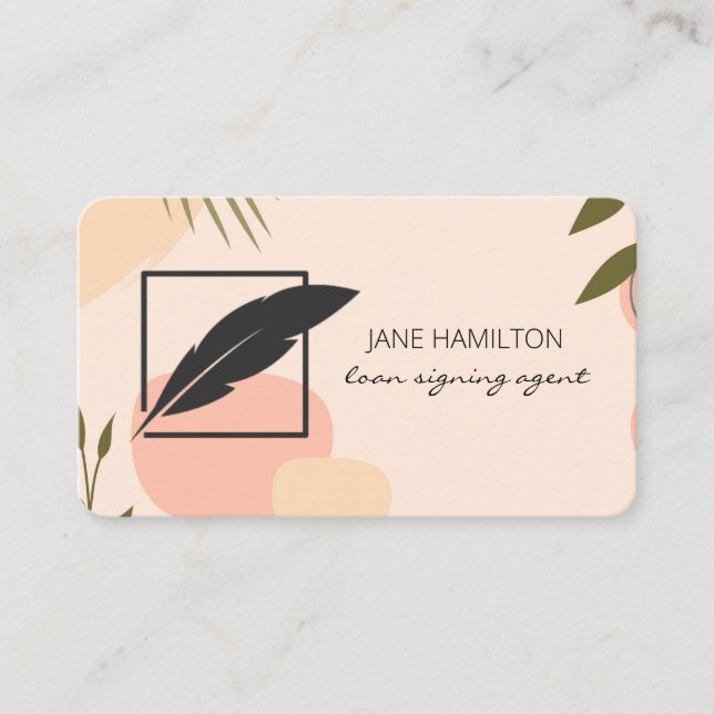 Notary Loan Signing Agent Boho Business Card (Front)