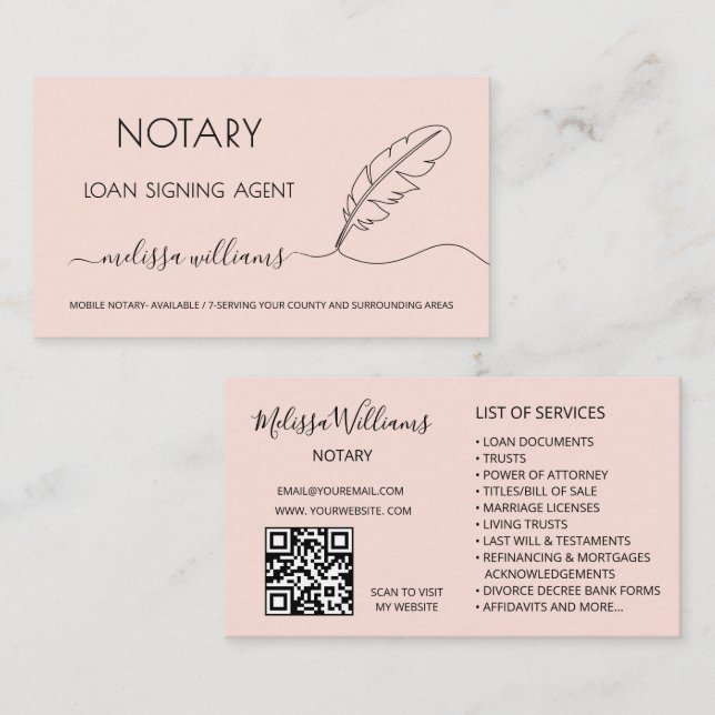 Notary Loan Signing Agent Business Card (Front/Back)