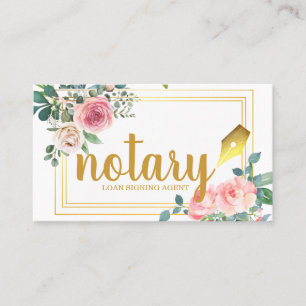 Notary - Loan Signing Agent Elegant Floral  Business Card