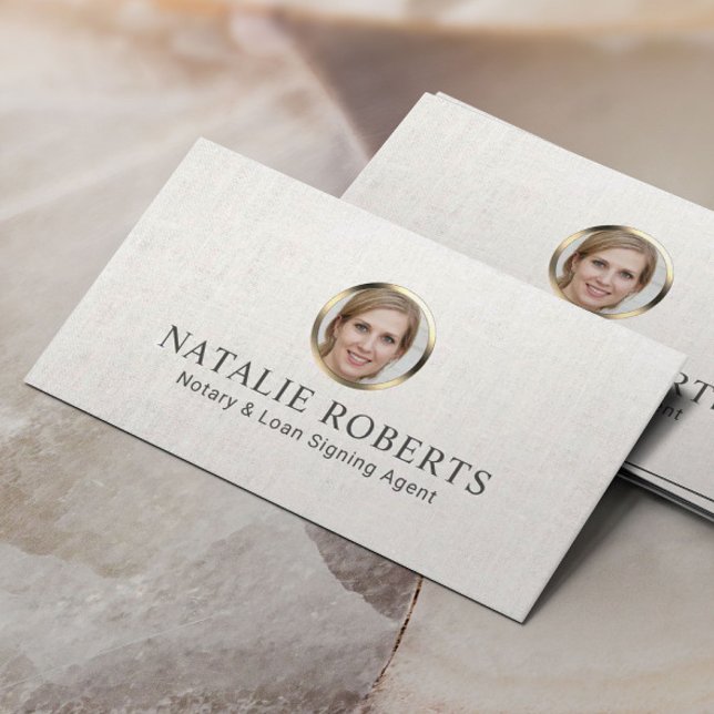 Notary Loan Signing Agent Elegant Photo Business Card (Creator Uploaded)