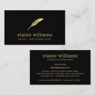 Notary Loan Signing Agent Gold Black Business Card
