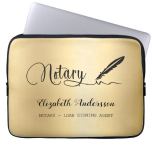 Notary loan signing agent gold black laptop sleeve