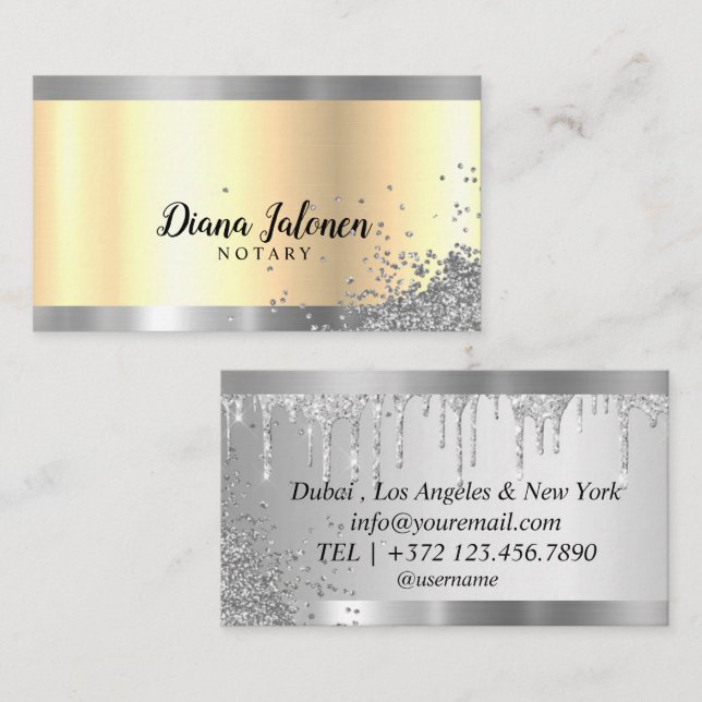 Notary Loan Signing Agent Gold Border Business Card (Front/Back)