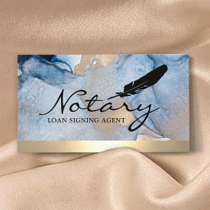 Notary Loan Signing Agent Gold Border & Watercolor Business Card