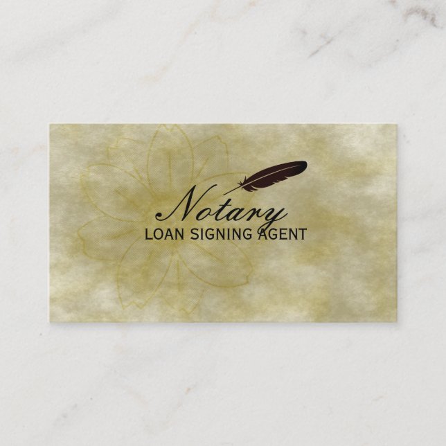 Notary Loan Signing Agent Gold Flower Business Car Card (Front)