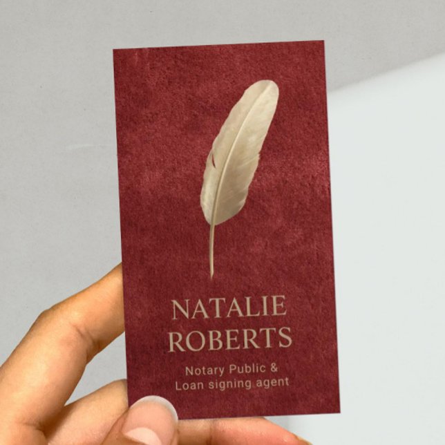 Notary Loan Signing Agent Gold Quill Pen Velvet Business Card (Creator Uploaded)