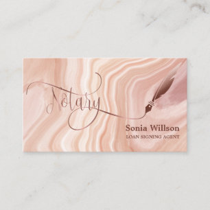 Notary Loan Signing Agent Modern blush pink marble Business Card