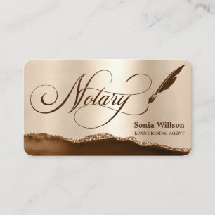 Notary Loan Signing Agent Modern Copper Brown Business Card
