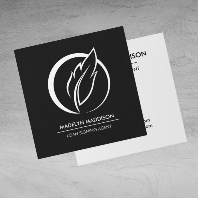 Notary Loan Signing Agent Modern Dark Grey Square Business Card (Creator Uploaded)
