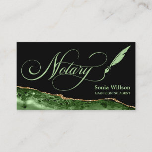 Notary Loan Signing Agent Modern Emerald Green  Bu Business Card