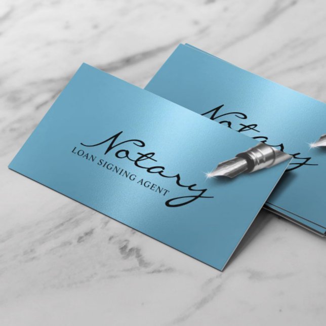 Notary Loan Signing Agent Modern Light Blue Business Card (Creator Uploaded)