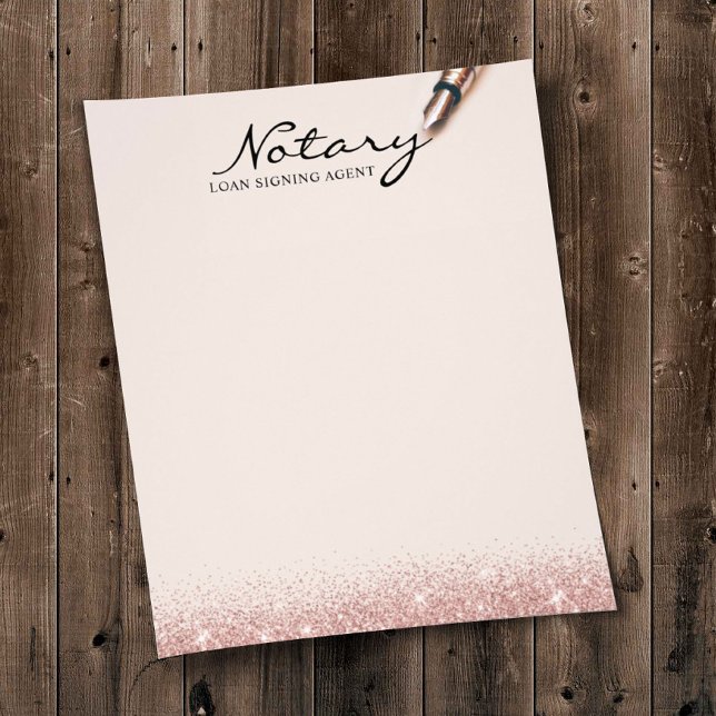 Notary Loan Signing Agent Modern Rose Gold Glitter Flyer (Creator Uploaded)
