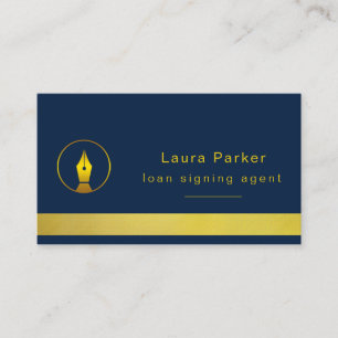 Notary Loan Signing Agent Nib Gold Public Writer Business Card