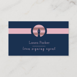 Notary Loan Signing Agent Nib Rose Gold Writer Business Card