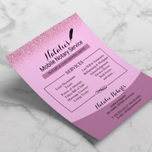 Notary Loan Signing Agent Pink Glitter Flyer