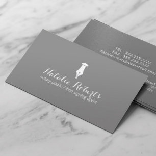 Notary Loan Signing Agent Plain Gray Minimalist Business Card