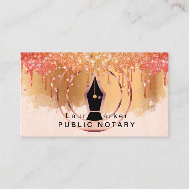 Notary Loan Signing Agent Rose Gold Attorney  Busi Business Card (Front)