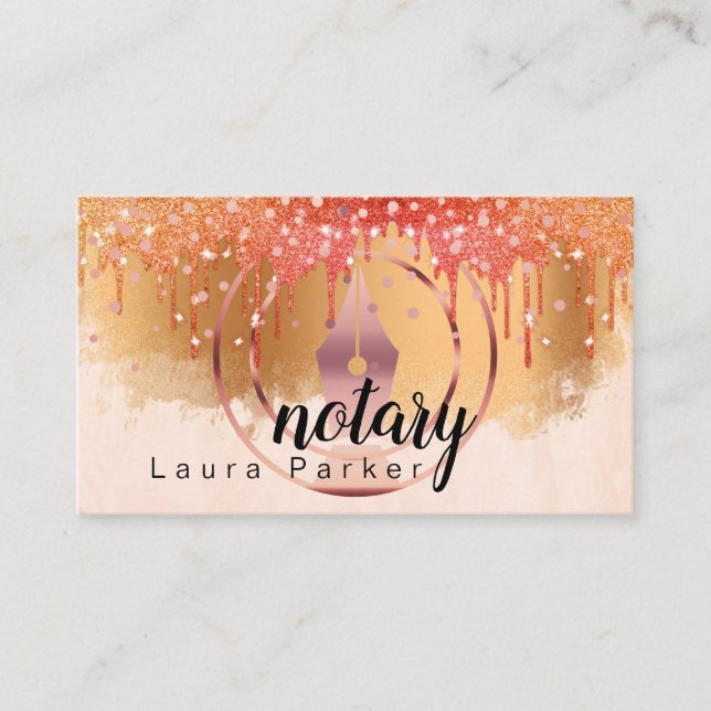 Notary Loan Signing Agent Rose Gold Attorney    Business Card (Front)