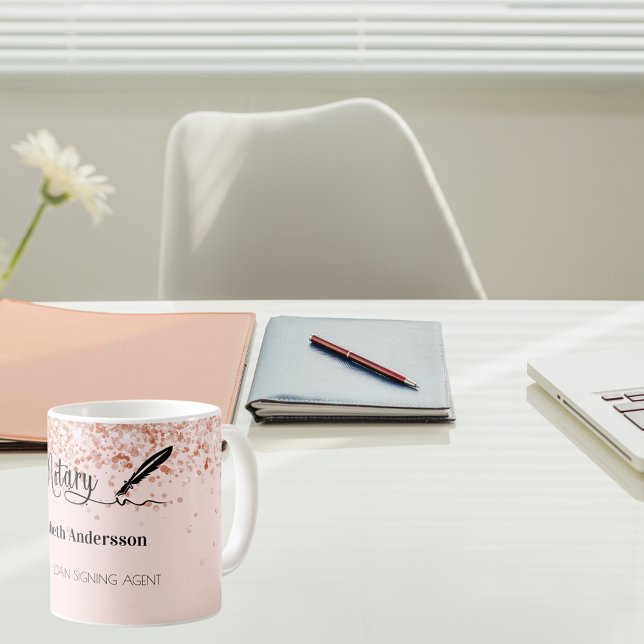 Notary loan signing agent rose gold blush coffee mug (Creator Uploaded)