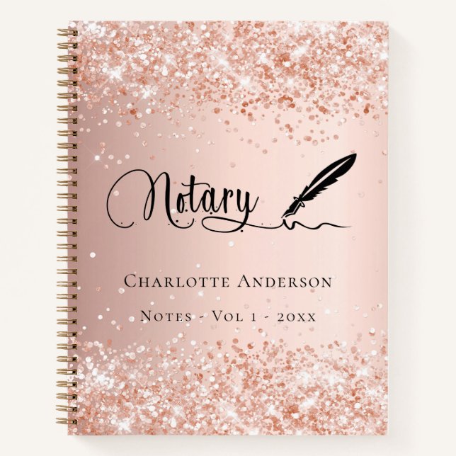 Notary loan signing agent rose gold pen notebook (Front)