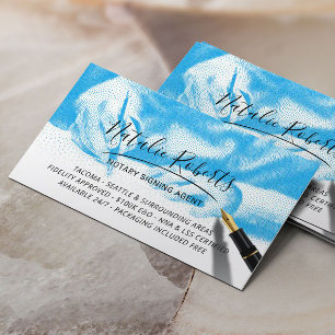 Notary Loan Signing Agent Signature Blue Business Card