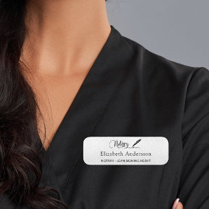 Notary loan signing agent silver script name tag