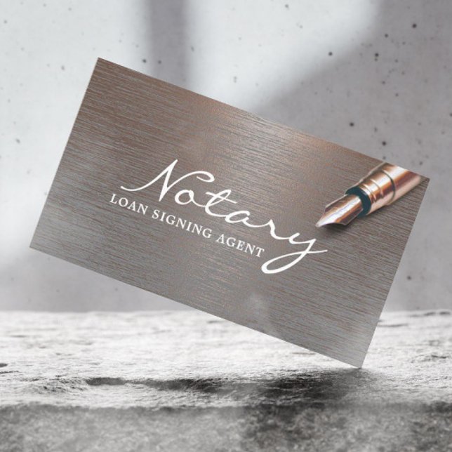 Notary Loan Signing Agent Trendy Copper Metallic Business Card (Creator Uploaded)