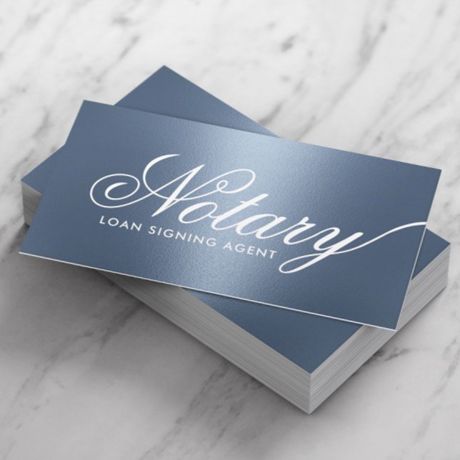 Notary Loan Signing Agent Typography Dusty Blue Business Card (Creator Uploaded)